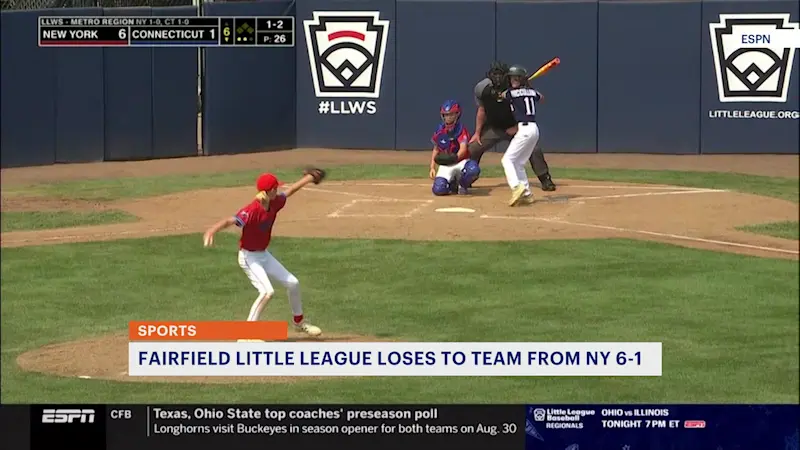 Story image: Fairfield Little League falls to New York at regional tournament
