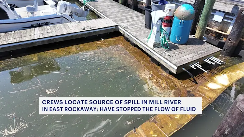Story image: Crews locate source of oil spill in East Rockaway and stop flow of fluid