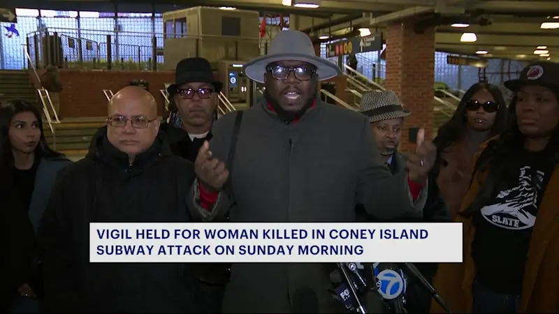 Story image: Vigil held for woman killed in subway fire attack