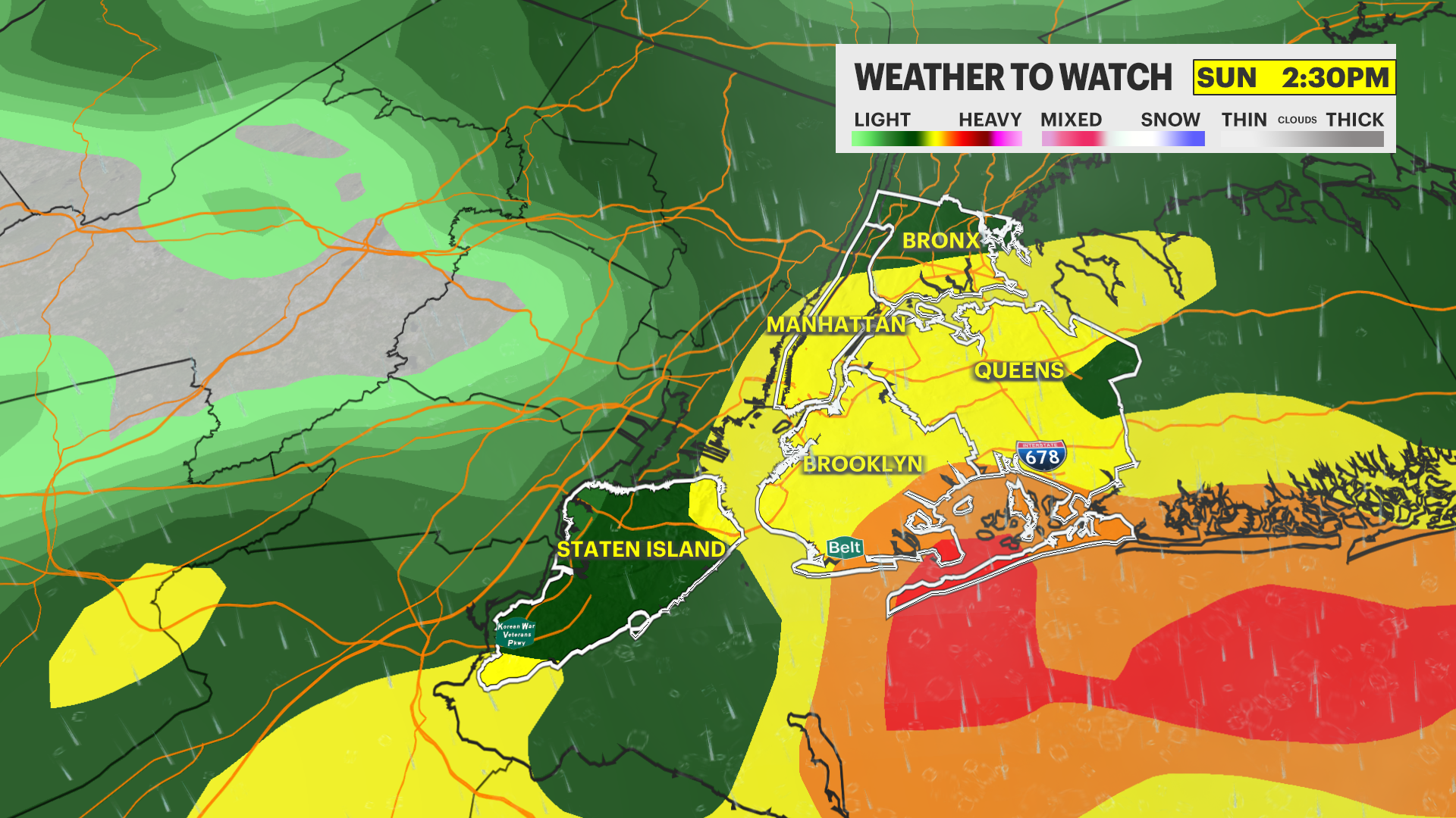 WEATHER TO WATCH Showers, storms on Sunday for New York City