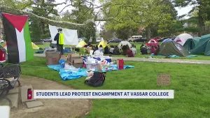 Pro-Palestinian protesters at Vassar College set up encampment, demand divestment