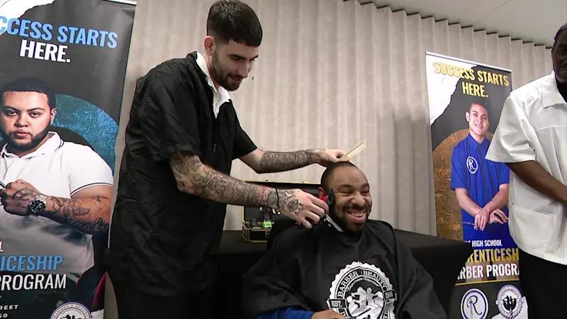 Story image: Nassau high school students, barbers give free haircuts to Cerebral Palsy Association of Nassau program participants