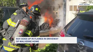 Officials: SUV catches fire outside Malverne home
