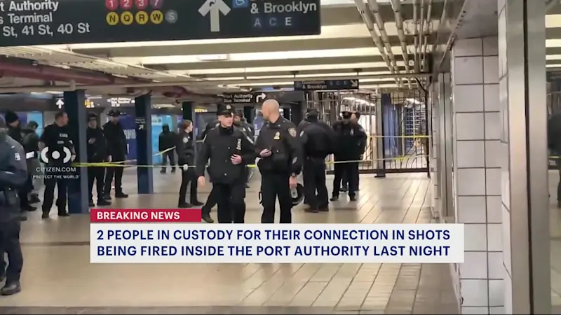 Story image: 2 people arrested after firing shots at Port Authority