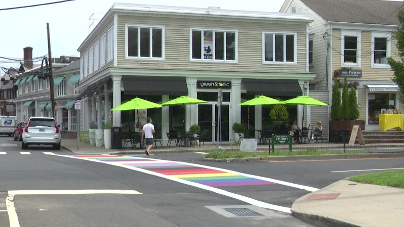 Story image: Police: Westport's Rainbow Crosswalk vandalized
