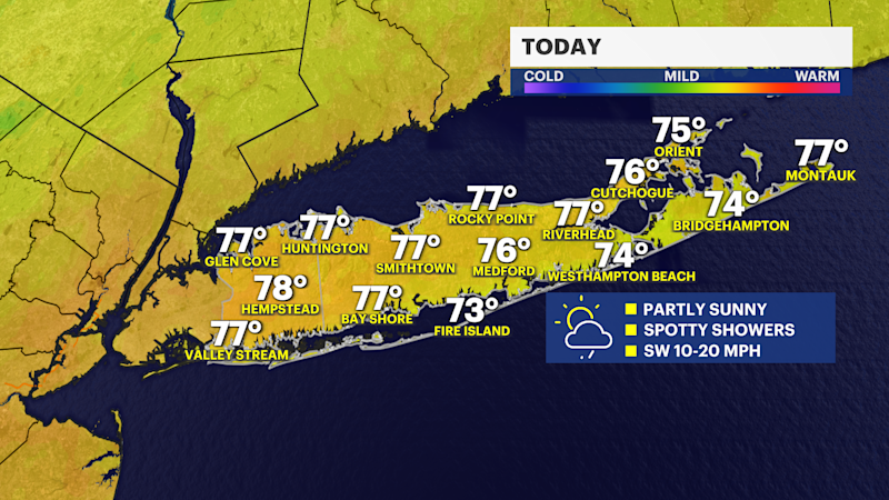 Story image: A few showers today ahead of a great holiday weekend across Long Island