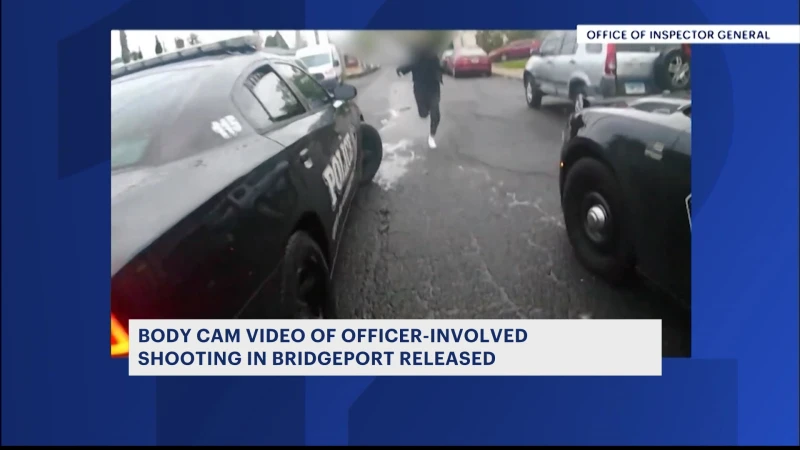 Story image: Bodycam video released by authorities shows knife-wielding man charging at Bridgeport officer