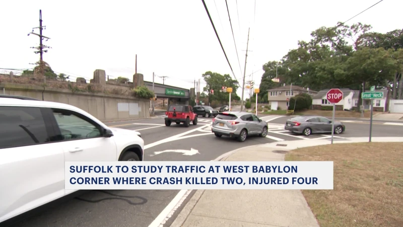 Story image: Suffolk County to study traffic at West Babylon corner where crash killed 3, injured 3