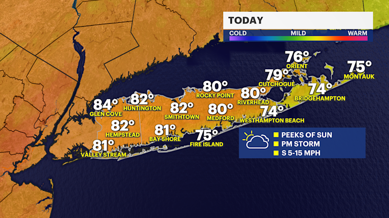 Story image: Showers today, plenty of sunshine on Long Island tomorrow