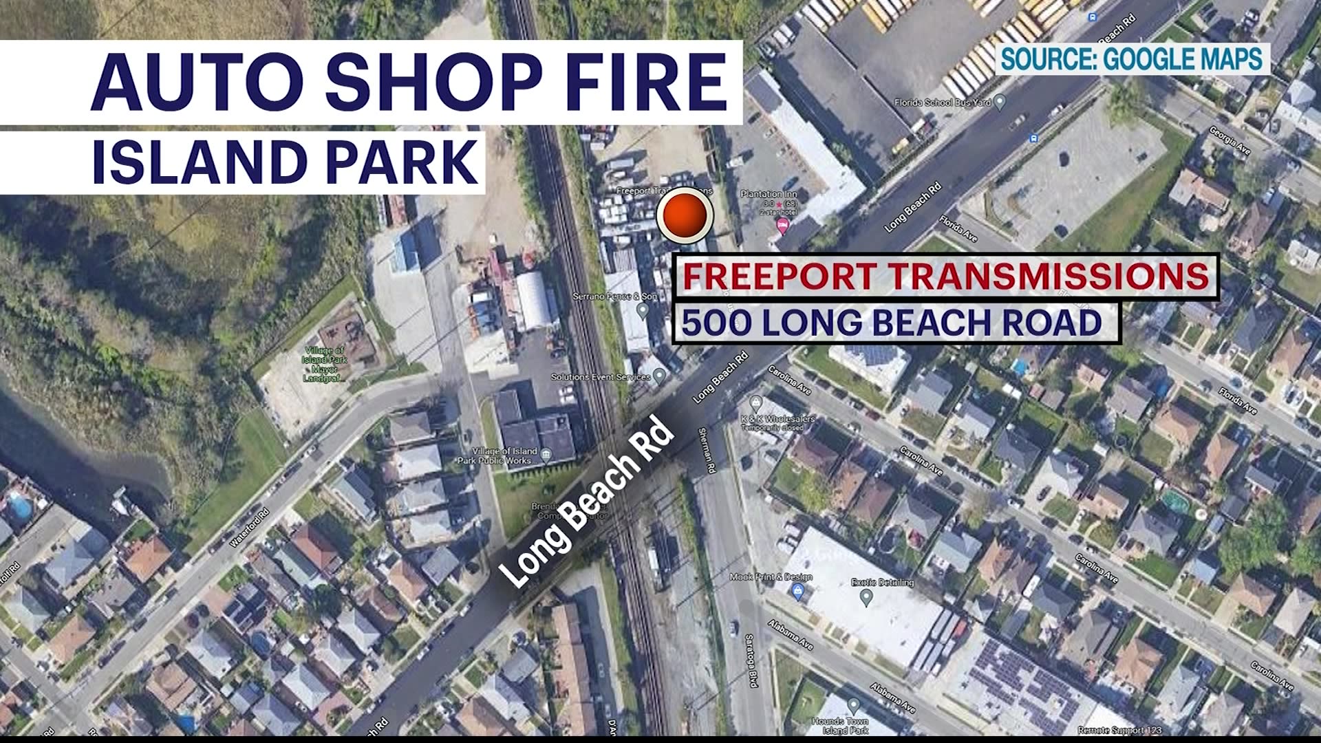 Firefighters extinguish flames at Island Park auto shop