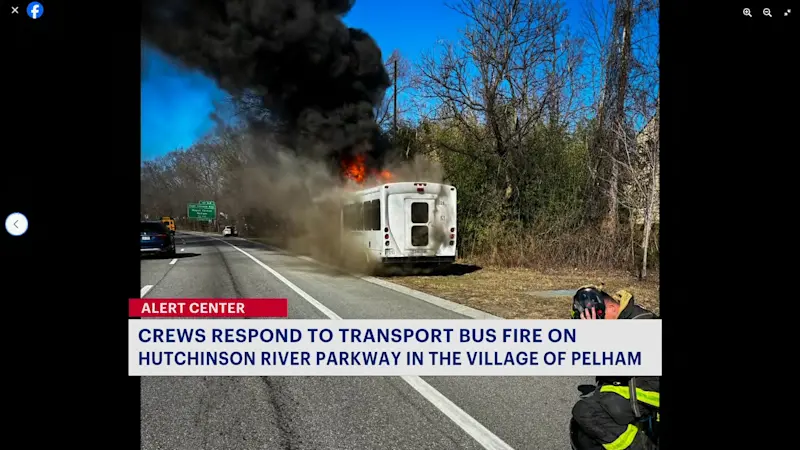 Story image: Bus catches fire on Hutchinson River Parkway