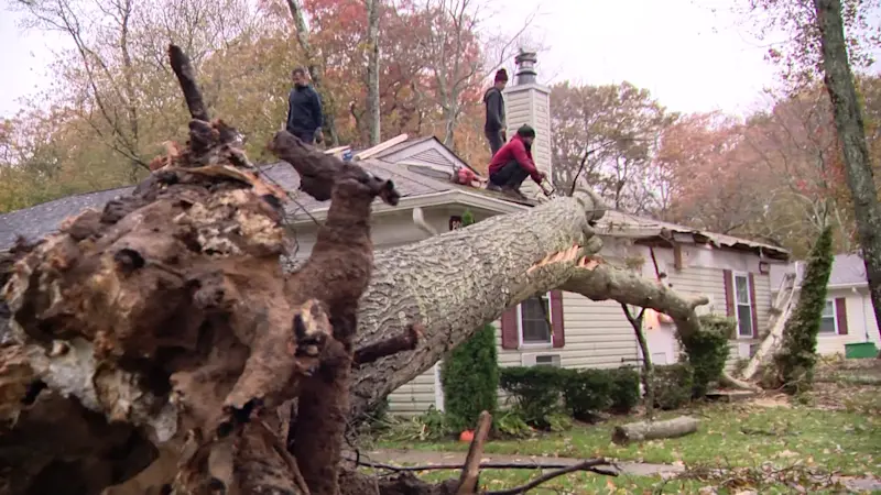 Story image: Heavy rain, wind and flooding hit Long Island, leaving damage and close calls 