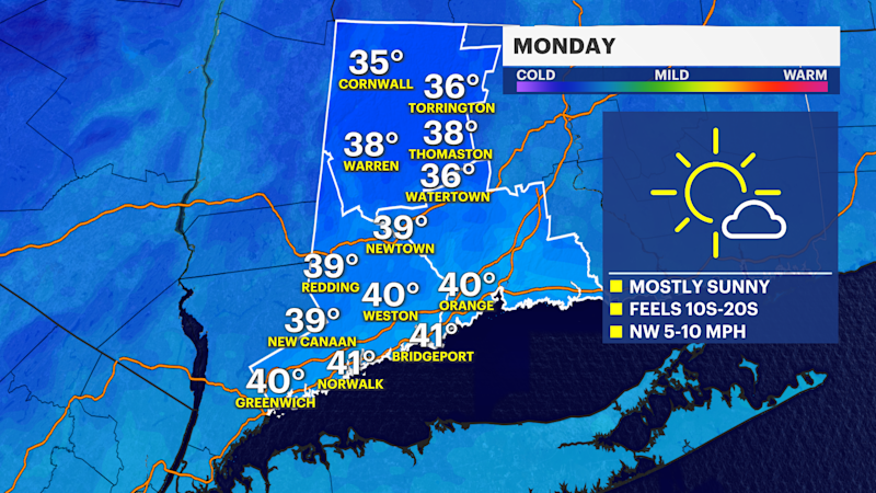 Story image: BITTER BLAST: Frigid temps overnight into Monday in Connecticut