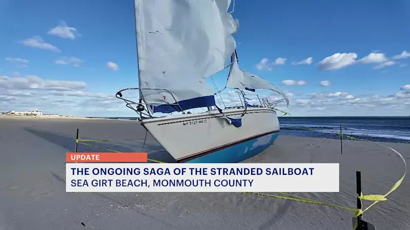 Story image: Florida man's sailboat still stuck on Sea Girt beach for nearly 2 months