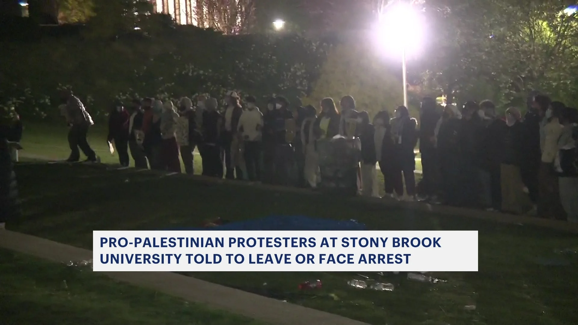 Pro-Palestinian protesters at Stony Brook University remain past deadline as some police leave