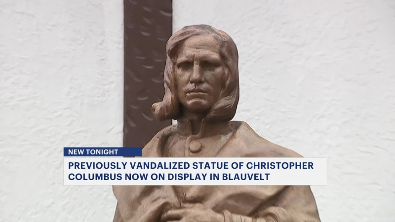 Story image: Defaced statue of Christopher Columbus relocated to Rockland County