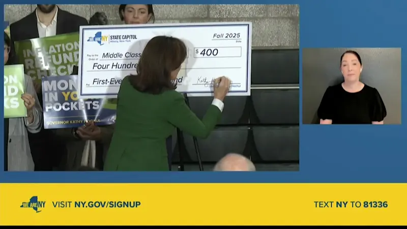 Story image: Inflation refund checks to be mailed to eligible New Yorkers starting this October