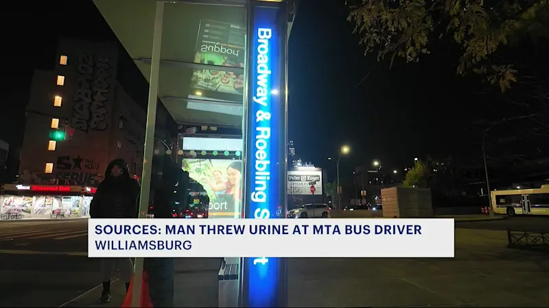 Story image: Man throws urine in MTA bus driver's face in Williamsburg, police sources say