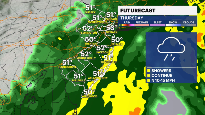 STORM WATCH Onandoff rain lasts through Thursday afternoon; heavier at the Shore