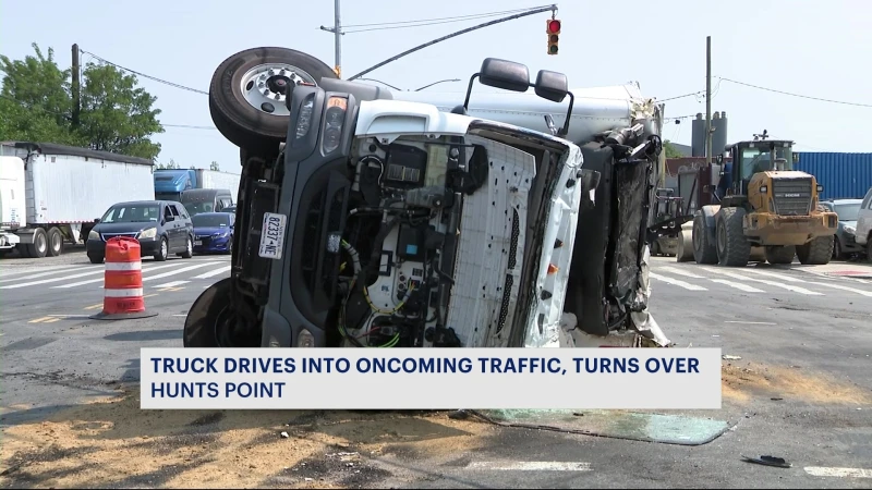 Story image: Officials: Trucks crash at Hunts Point intersection; 1 person hospitalized 