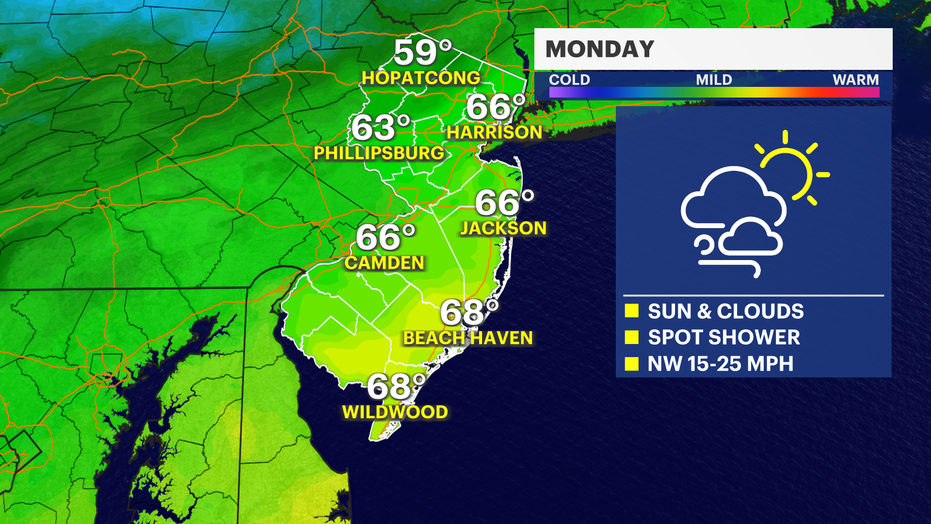 News 12 | New Jersey | Partly Cloudy Rain Possible Sunday In New Jersey