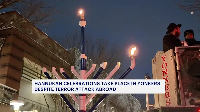 Story image: Yonkers shopping center celebrates the first night of Hannukah