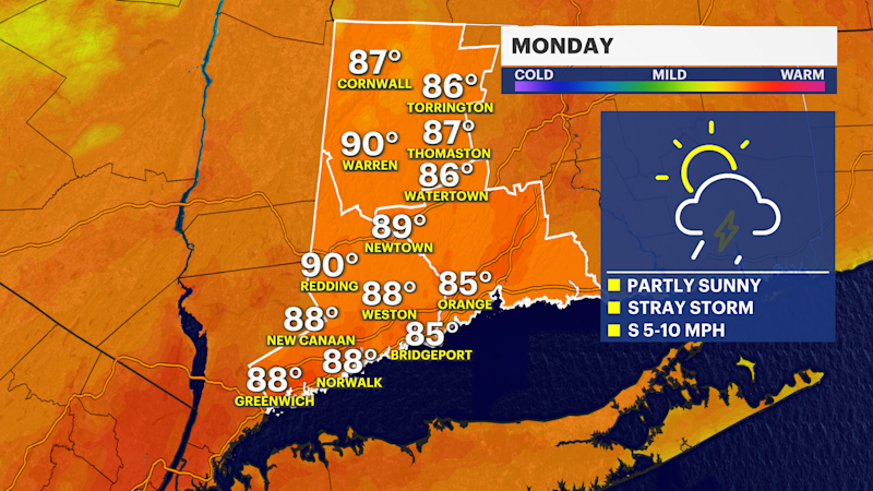 Story image: Hot temps and storm chances this week in Connecticut