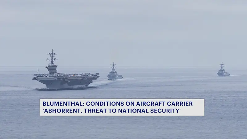 Story image: Sen. Blumenthal demands answers from Pentagon over 'abhorrent' conditions on U.S.S. Abraham Lincoln