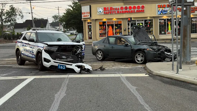 Story image: Exclusive video shows moment alleged drunk driver slams into Suffolk County police vehicle