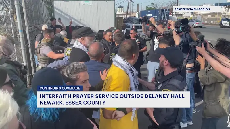 Story image: Several arrests made during interfaith rally outside Delaney Hall detention center