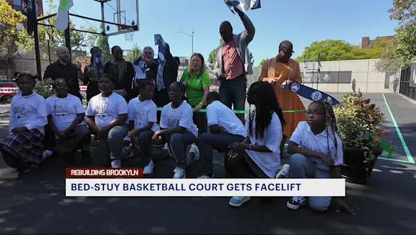 Newly renovated Jackie Robinson Park Playground brings hoops and hope to the Bed-Study community