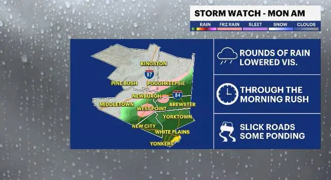 Story image: STORM WATCH: Prepare for rounds of rain through the morning rush.