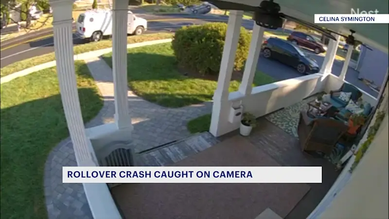Story image: Car hits retaining wall, goes airborne and snaps utility pole in Stratford 