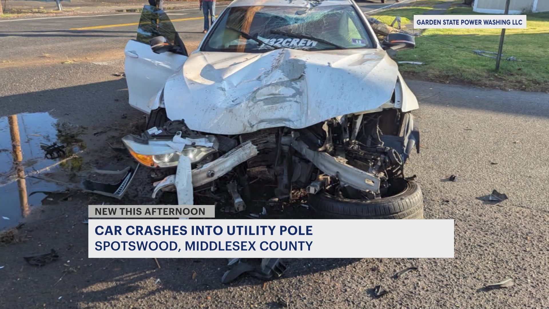 News 12 | New York | Utility pole knocked down in Spotswood crash