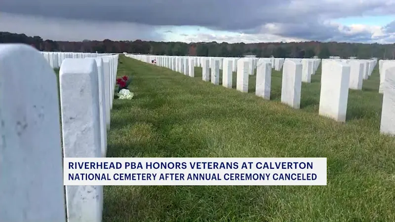 Story image: Riverhead PBA honors veterans outside Calverton National Cemetery as government shutdown nears end