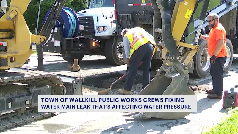Story image: Wallkill DPW crews repair water main leak in extreme heat