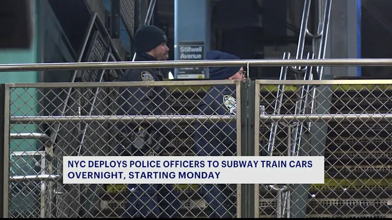 Story image: NYC aims to make subways safer with officers patrolling train cars overnight