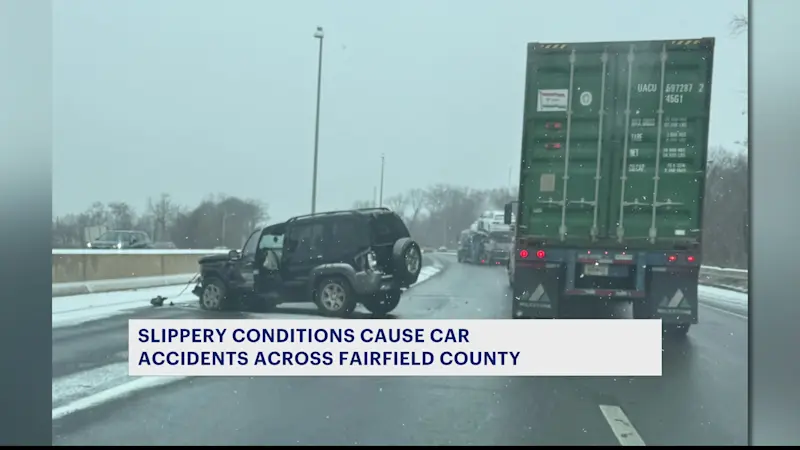 Story image: 'Scary situation.' Slippery roads cause accidents across Connecticut