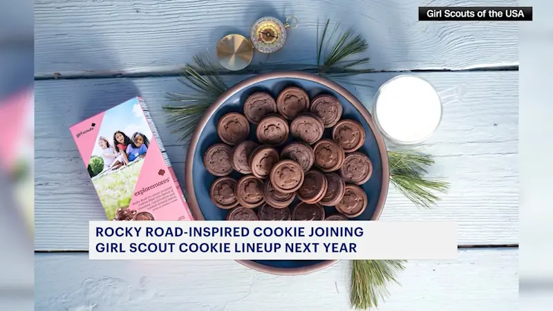 Story image: Rocky Road inspired cookie joining 2026 Girl Scout cookie lineup
