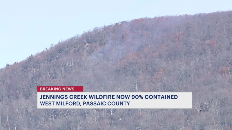 Story image: Officials: Jennings Creek wildfire now 90% contained on New Jersey side