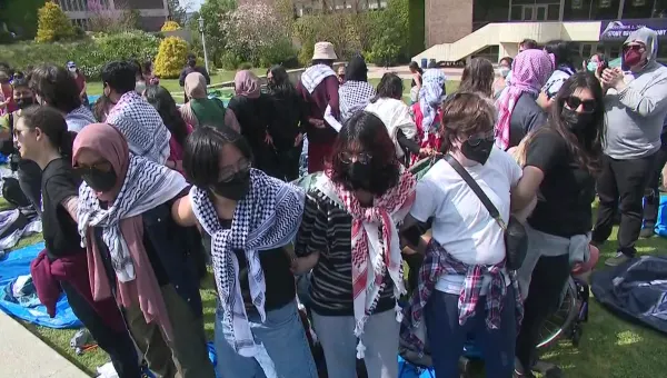 Students at Stony Brook University take part in pro-Palestinian protest