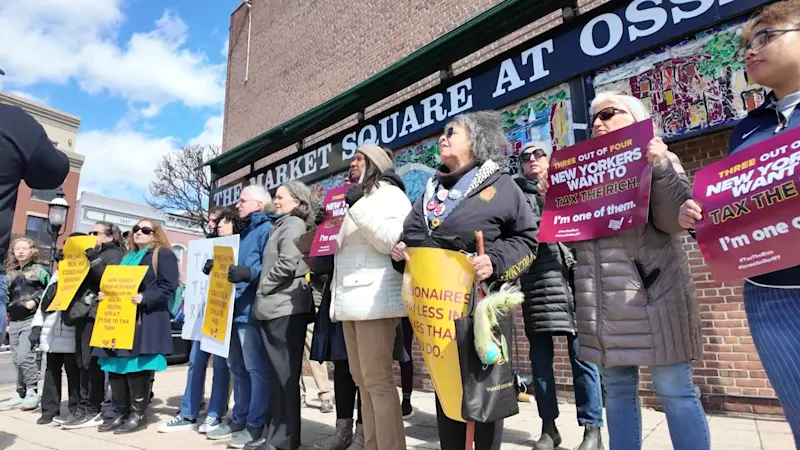 Story image: Ossining rally demands Gov. Hochul ‘tax the rich’ to help struggling New Yorkers