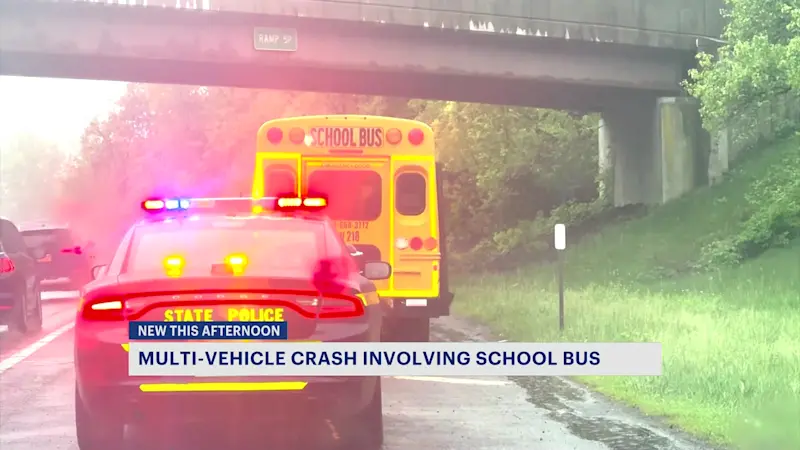 Story image: Child, attendant sent to hospital after bus involved in multicar crash
