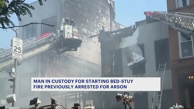 Story image: Man arrested after massive Bed-Stuy apartment building fire deemed arson