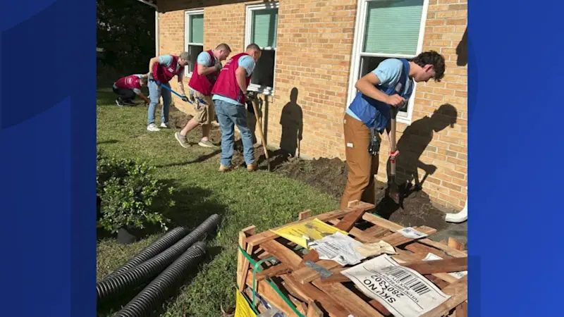Story image: Jersey Proud: Lowe’s employees landscape at Allamuchy-Green First Aid building