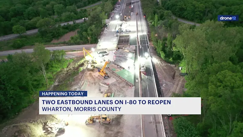 Story image: 2 eastbound lanes on I-80 expected to reopen in Wharton following sinkhole repairs