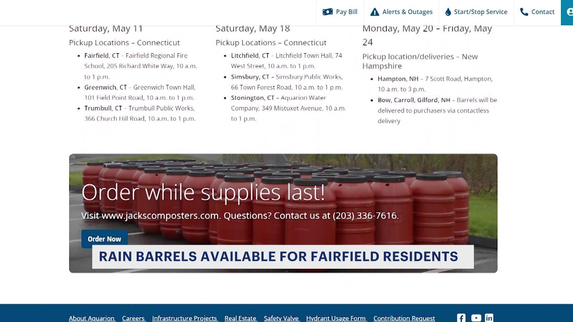 Aquarion Water Company selling upcycled rain barrels for water conservation