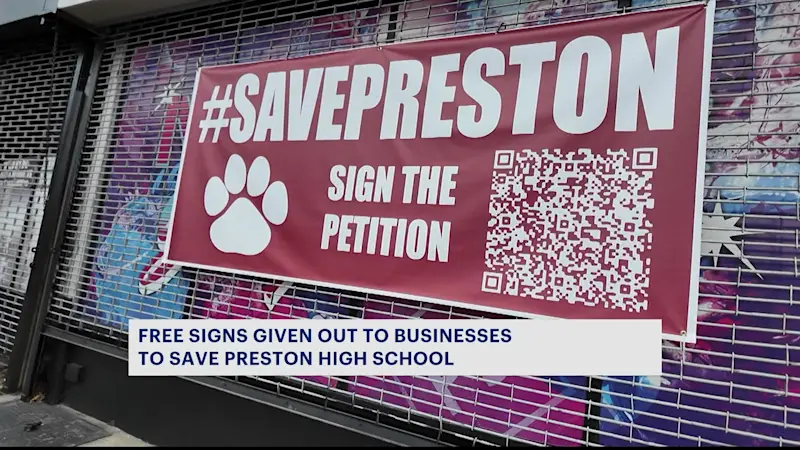 Story image: Throgs Neck business raising awareness of Preston High School's closure