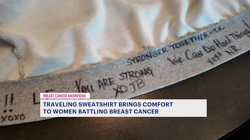Story image: A hoodie and hope: New Jersey women share sweatshirt to bring comfort during breast cancer treatment