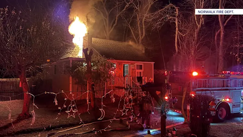 Story image: Officials: Fully involved fire displaces 2 in Norwalk